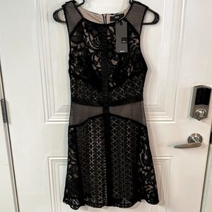 New XS Black Massimo Lace/Leather Detail Dress